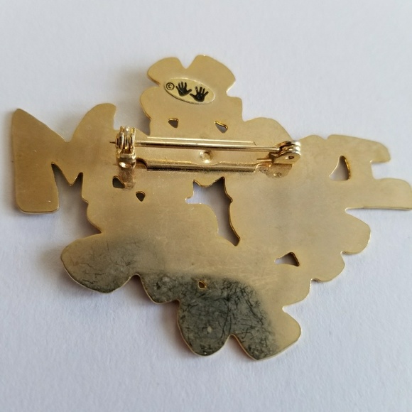 Relisted- i love Mom brooch pin heart gold tone mothers day - Picture 6 of 6